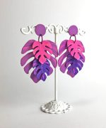 pendientes hoja de monstera papel reciclado