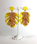 pendientes hoja de monstera papel reciclado
