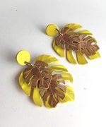 pendientes hoja de monstera papel reciclado
