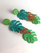 pendientes hoja de monstera papel reciclado