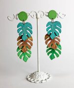 pendientes hoja de monstera papel reciclado