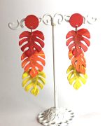 pendientes hoja de monstera papel reciclado