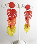 pendientes hoja de monstera papel reciclado