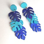 pendientes hoja de monstera papel reciclado