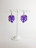 pendientes hoja de monstera papel reciclado