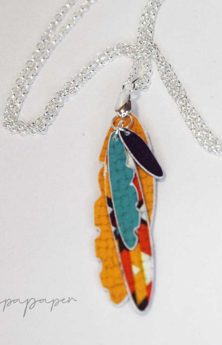 colgante-original-papel-plumas-etnico-tribal-5 colgante original plumas papel reciclado y plata