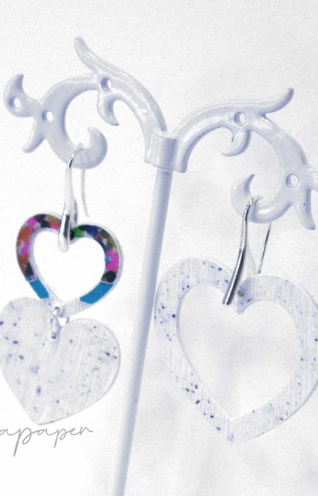 pendientes corazón papel reciclado y plata eco joyas de papel